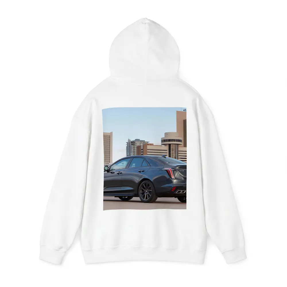 Cadillac CT4 V Gray Sedan City Background – Hoodies