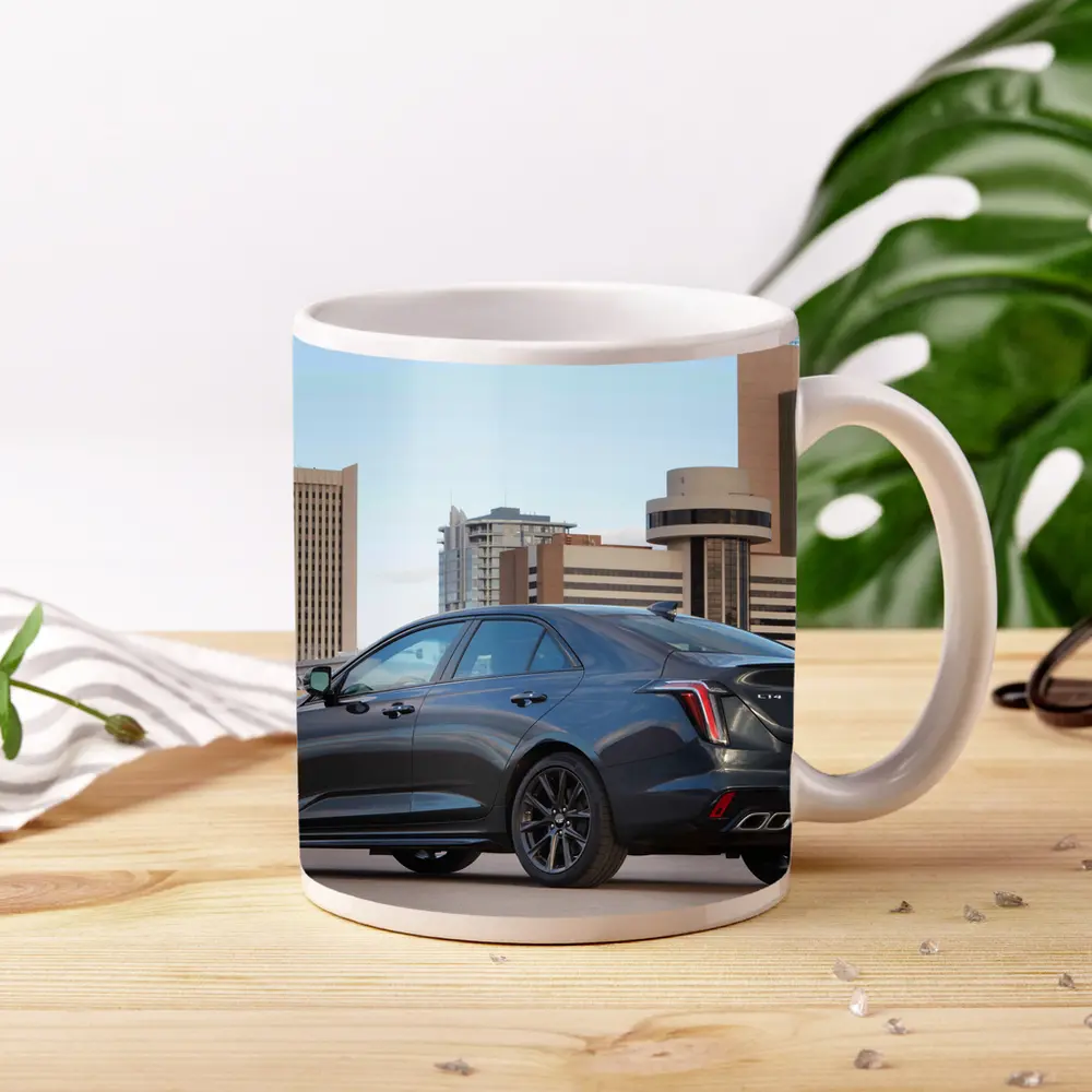 Cadillac CT4 V Gray Sedan City Background – Mugs