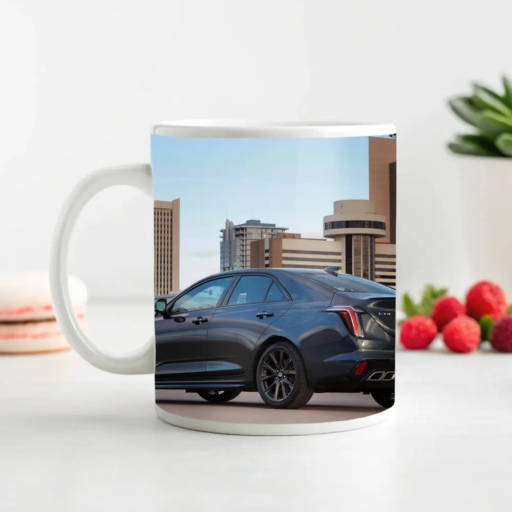 Cadillac CT4 V Gray Sedan City Background – Mugs