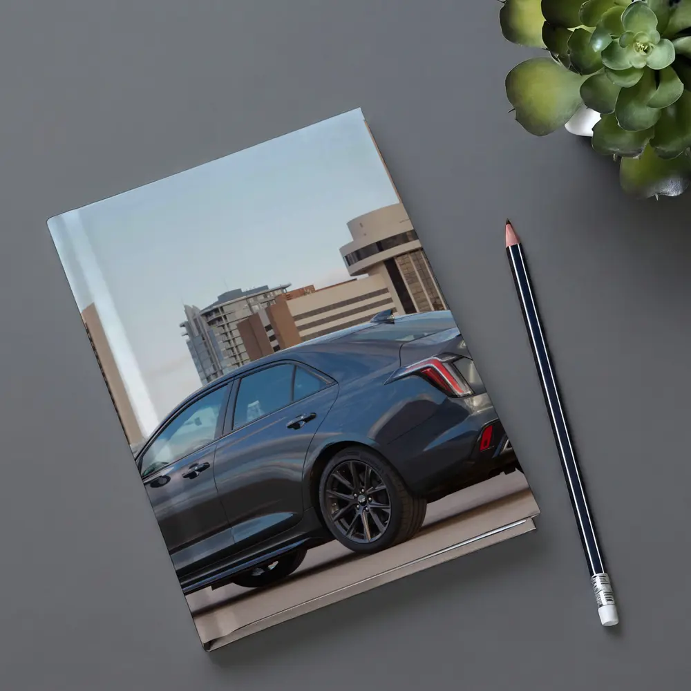 Cadillac CT4 V Gray Sedan City Background – Notebooks
