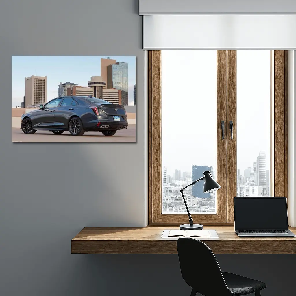 Cadillac CT4 V Gray Sedan City Background – Wall Art