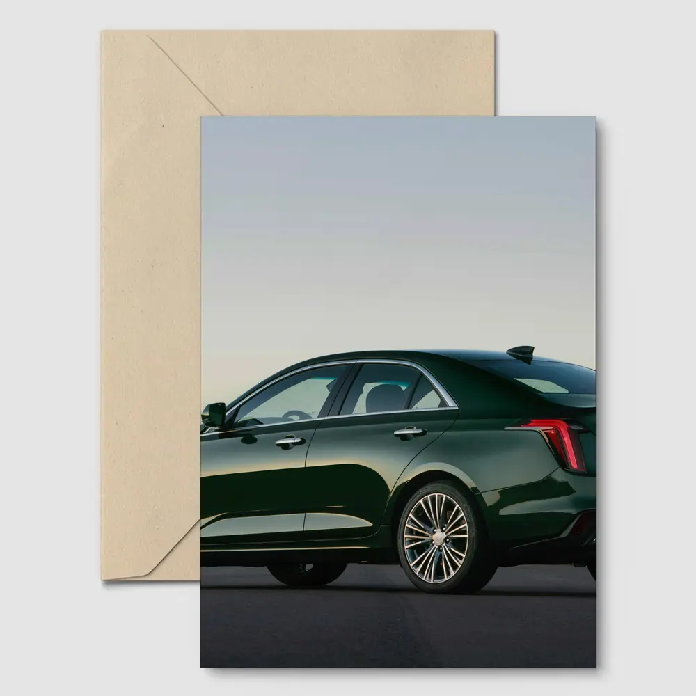 Cadillac CT4 Green Sedan Dusk Setting – Postcards