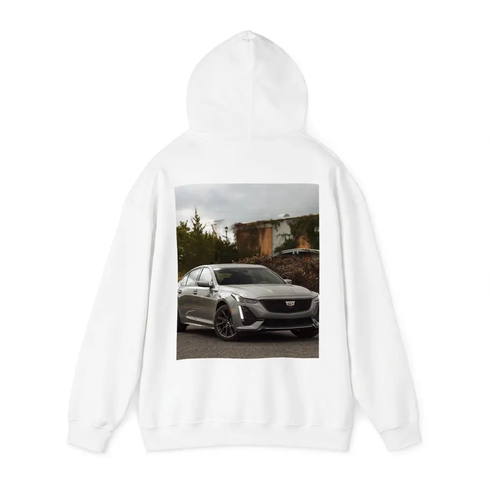 Cadillac CT5 Gray Sport Sedan Parked Outside – Hoodies