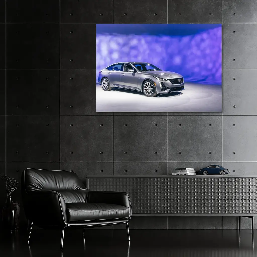 Cadillac CT5 Silver Sedan Studio Display – Wall Art