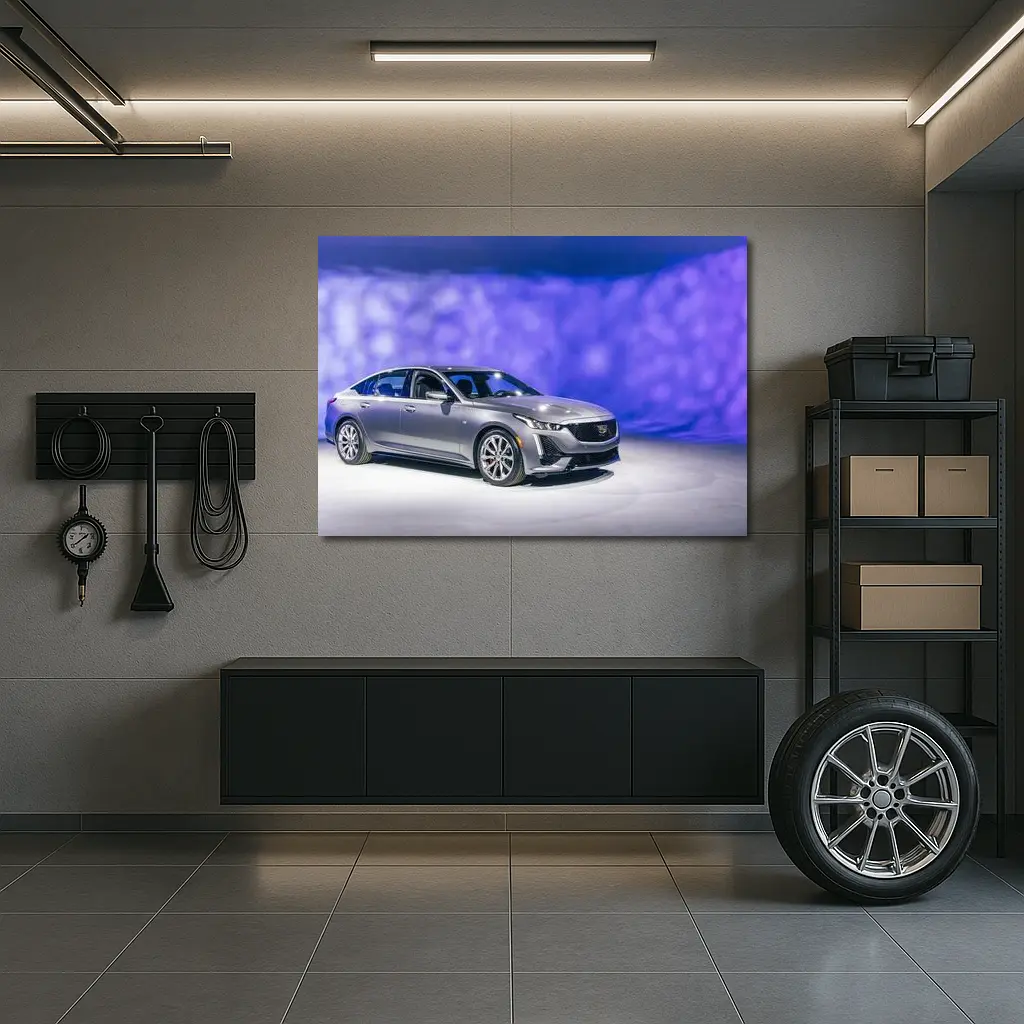 Cadillac CT5 Silver Sedan Studio Display – Wall Art