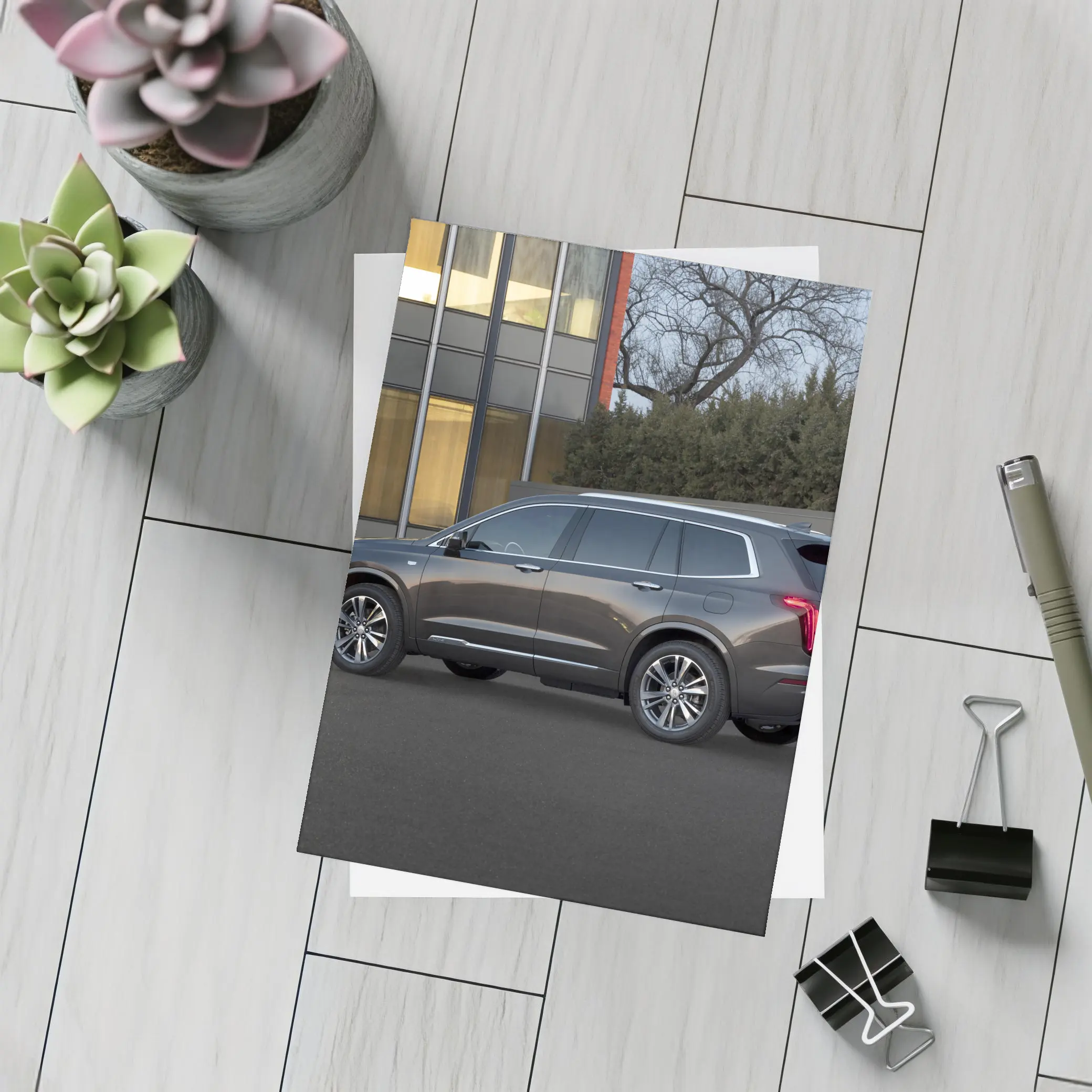 Cadillac XT6 Dark Gray SUV Urban Setting – Postcards
