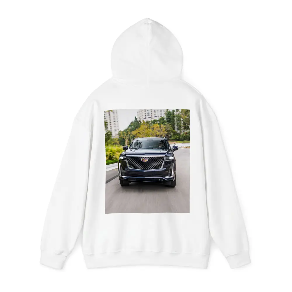 Cadillac Escalade Driving City Street Front View – Hoodies