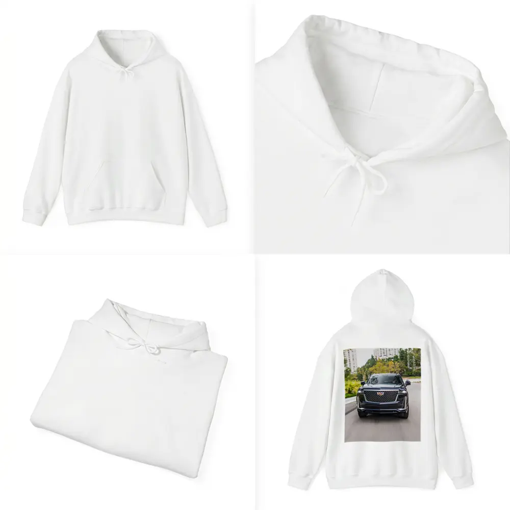Cadillac Escalade Driving City Street Front View – Hoodies