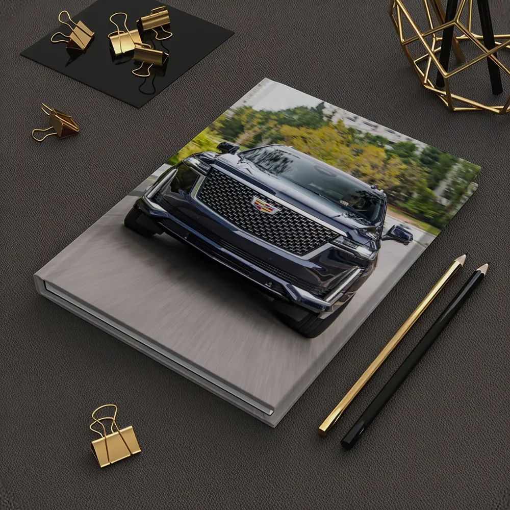 Cadillac Escalade Driving City Street Front View – Notebooks