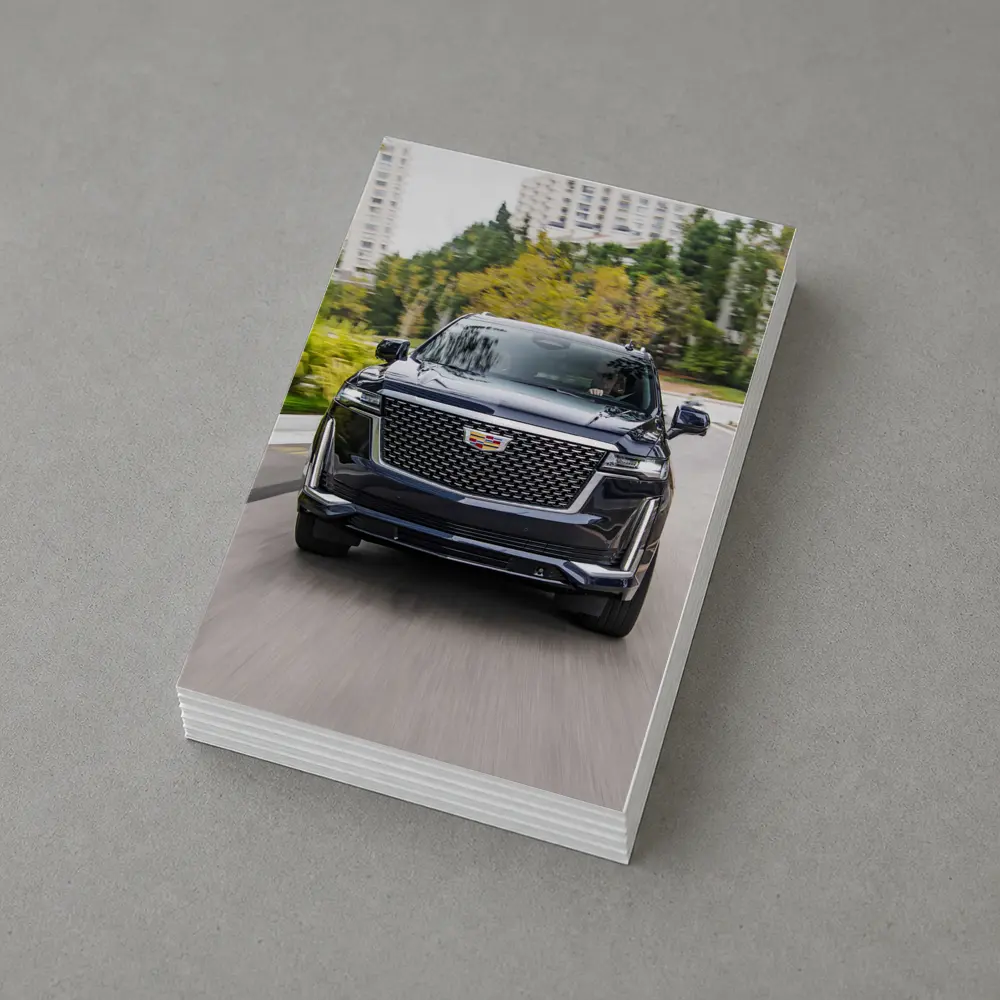 Cadillac Escalade Driving City Street Front View – Postcards