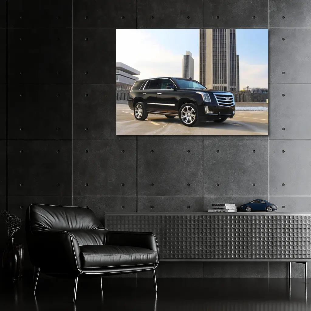 Cadillac Escalade Black SUV City Buildings – Wall Art