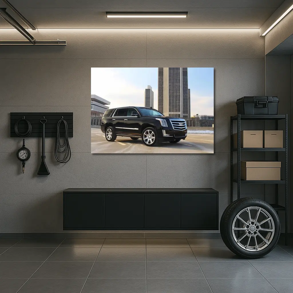 Cadillac Escalade Black SUV City Buildings – Wall Art