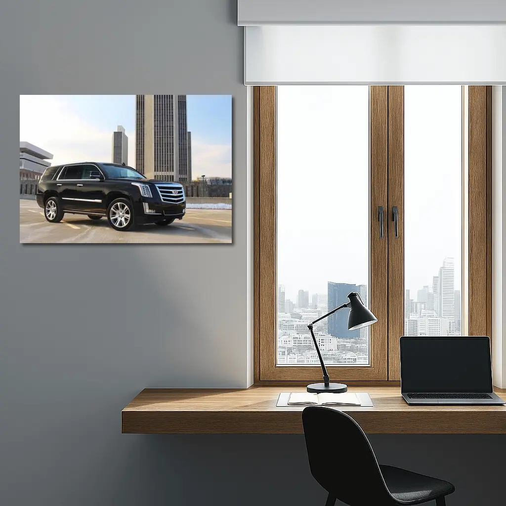 Cadillac Escalade Black SUV City Buildings – Wall Art