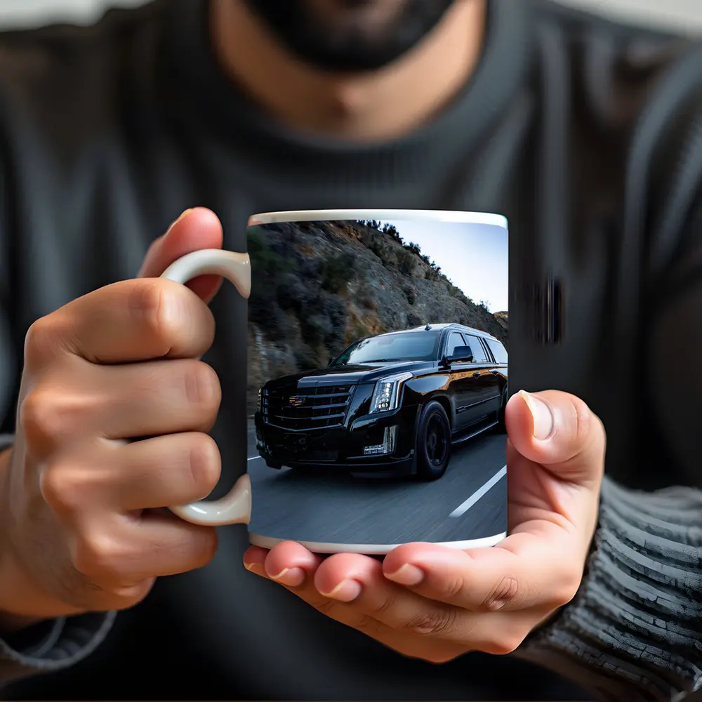 Cadillac Escalade Black SUV Mountain Road – Mugs