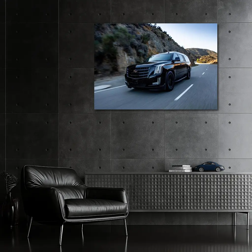 Cadillac Escalade Black SUV Mountain Road – Wall Art