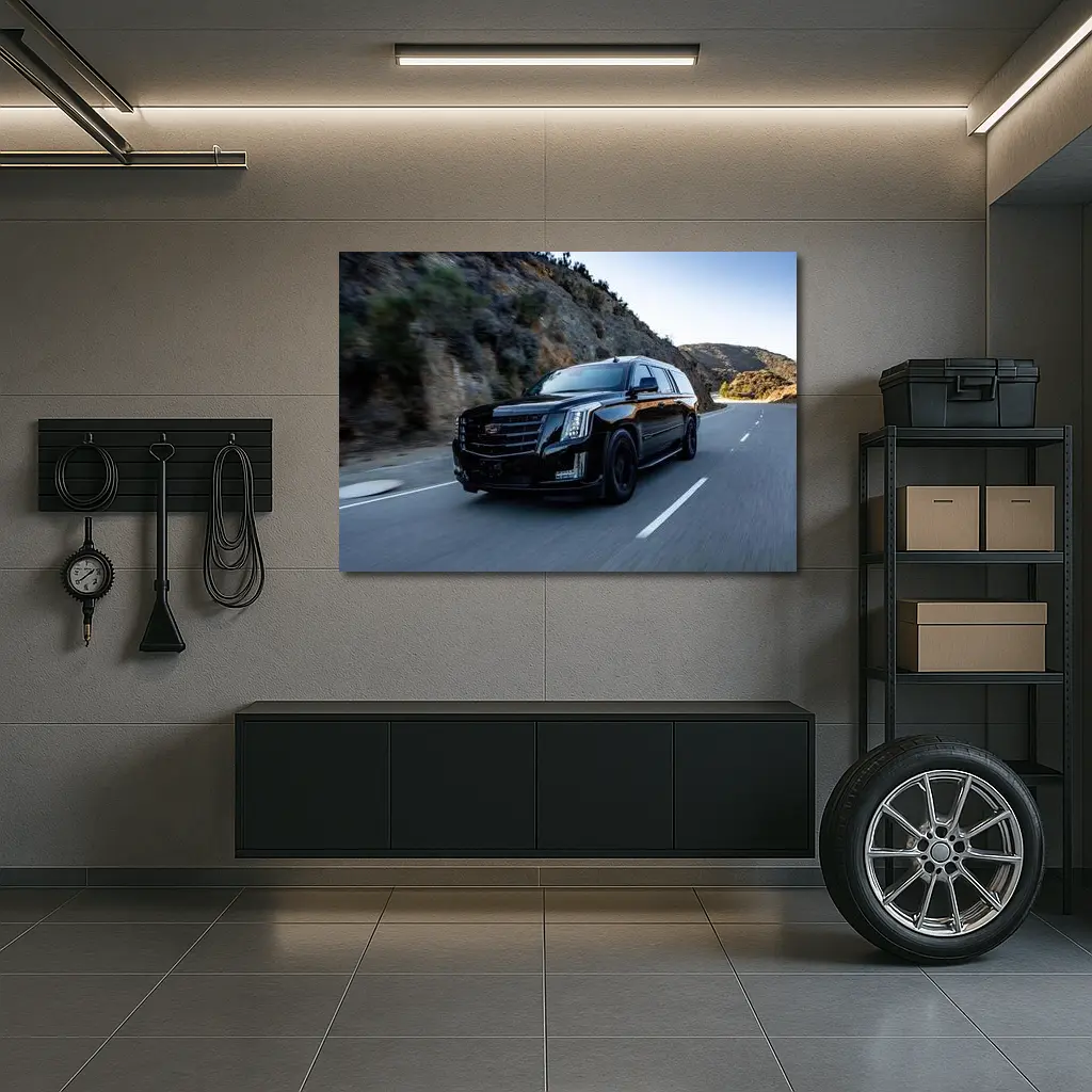 Cadillac Escalade Black SUV Mountain Road – Wall Art