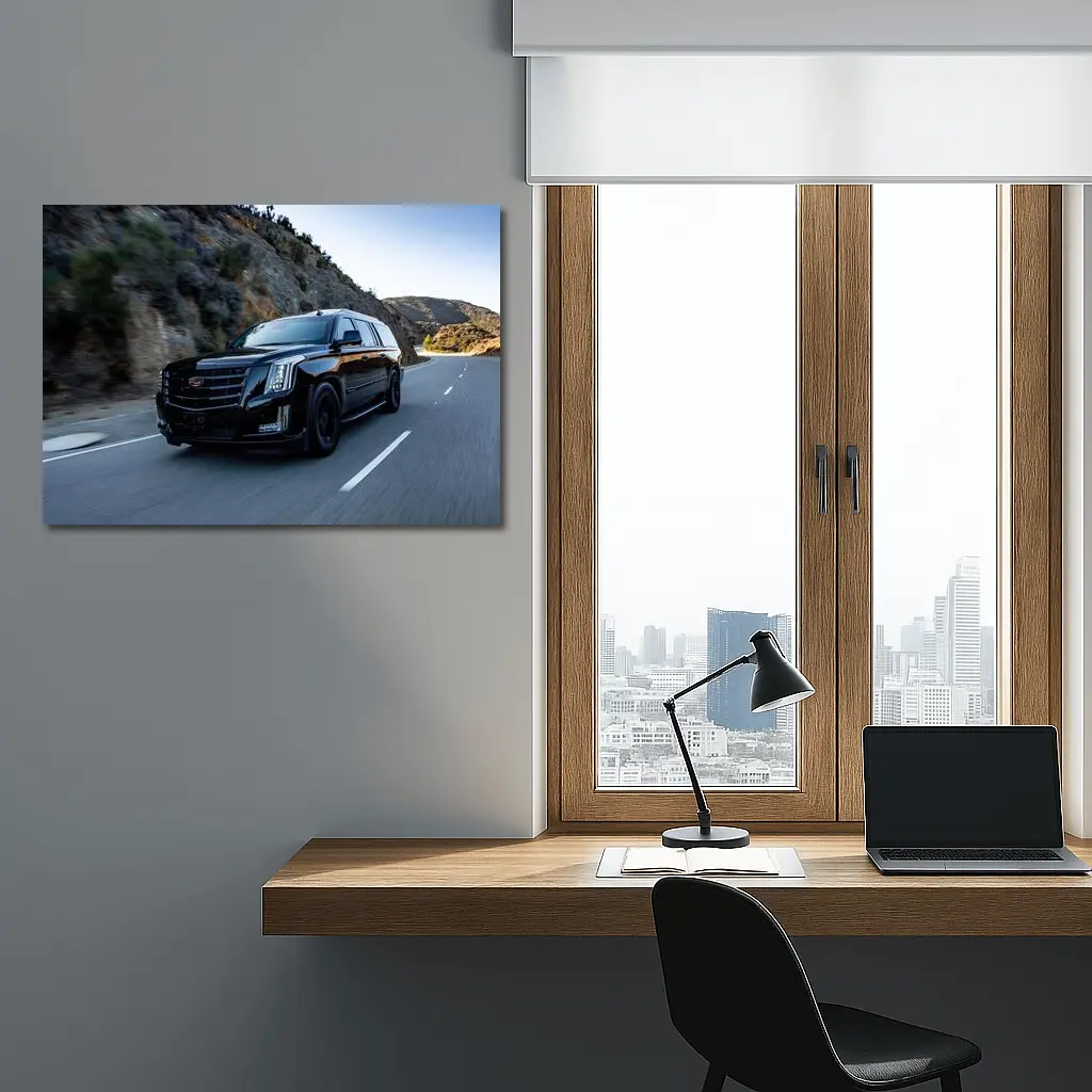 Cadillac Escalade Black SUV Mountain Road – Wall Art