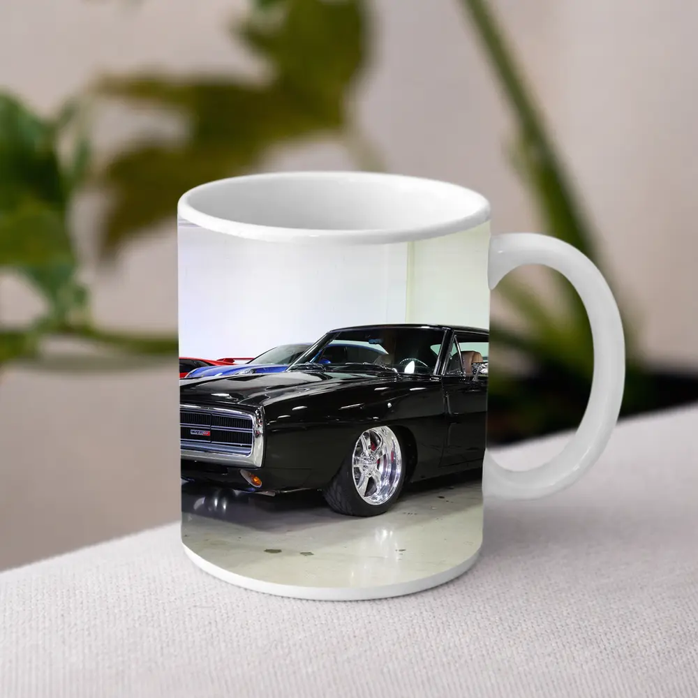 1970 Dodge Charger Black Custom Car Garage – Mugs