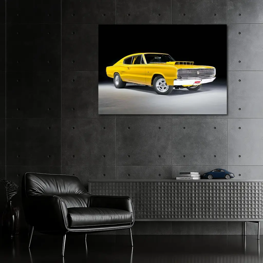 Dodge Charger Classic Yellow Muscle Car Studio – Wall Art