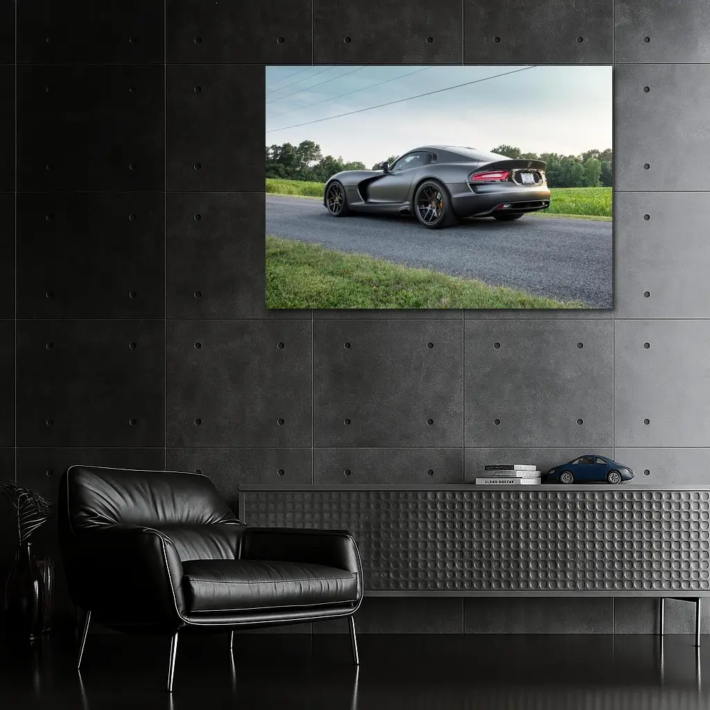 Dodge Viper GTS Matte Gray Country Road – Wall Art