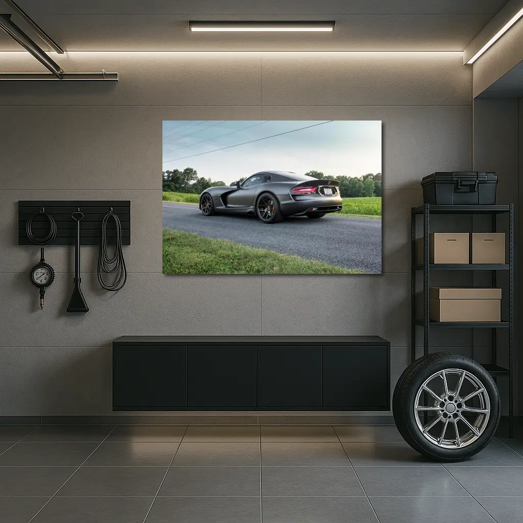 Dodge Viper GTS Matte Gray Country Road – Wall Art