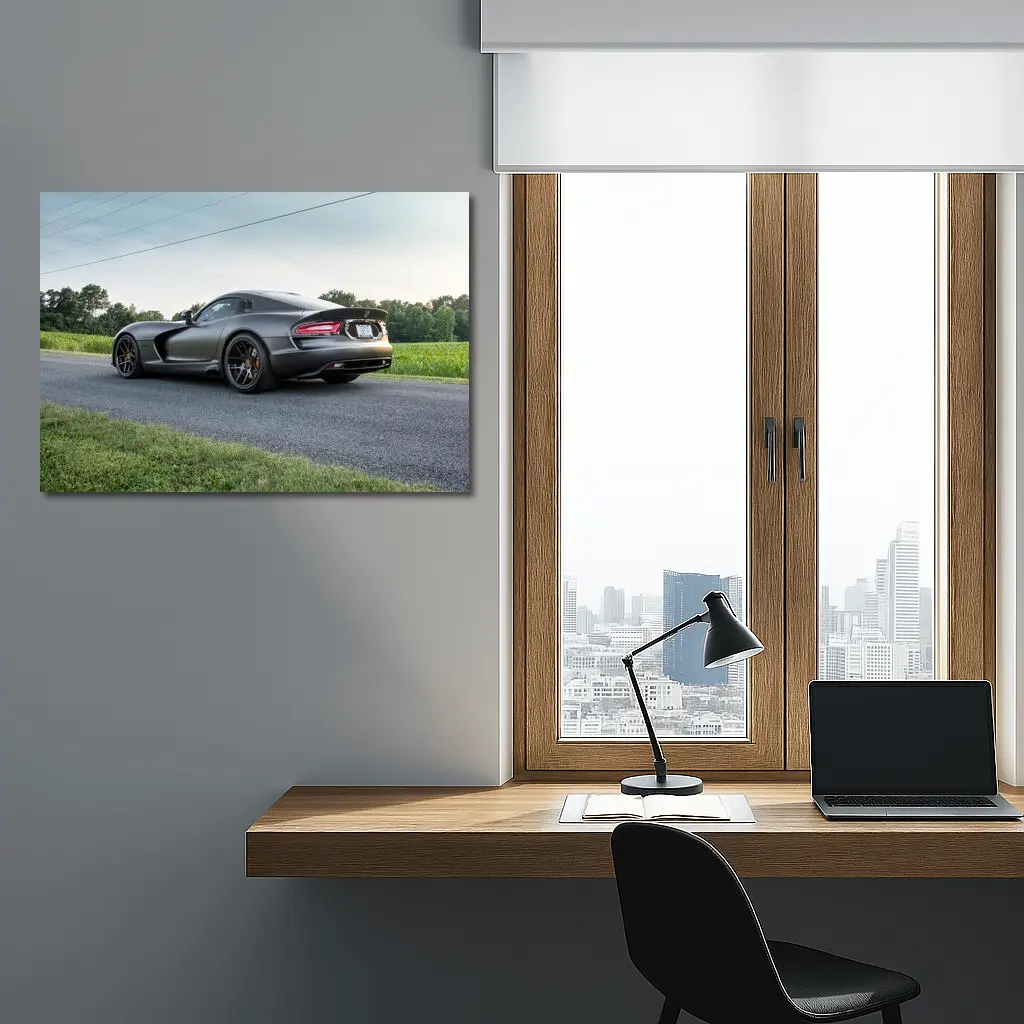 Dodge Viper GTS Matte Gray Country Road – Wall Art