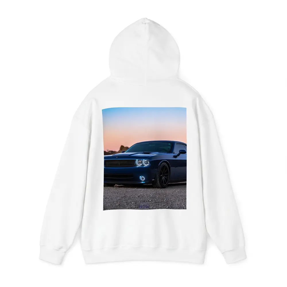 Dodge Challenger Blue Muscle Car Desert Sunset – Hoodies