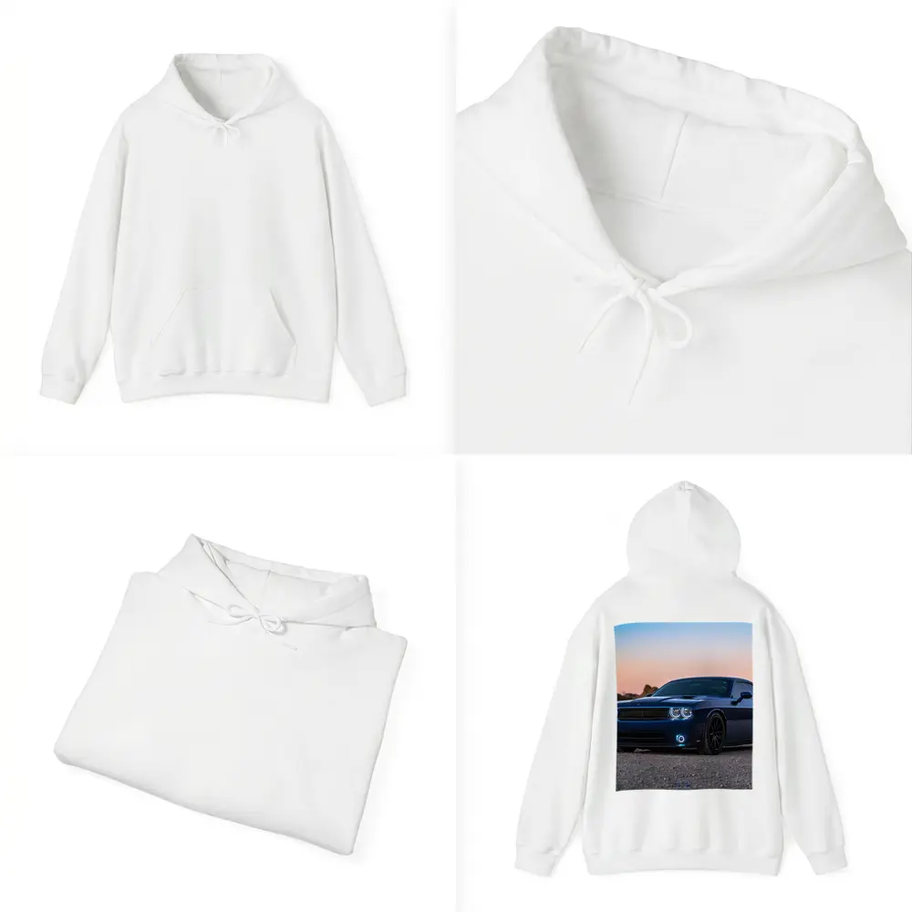 Dodge Challenger Blue Muscle Car Desert Sunset – Hoodies