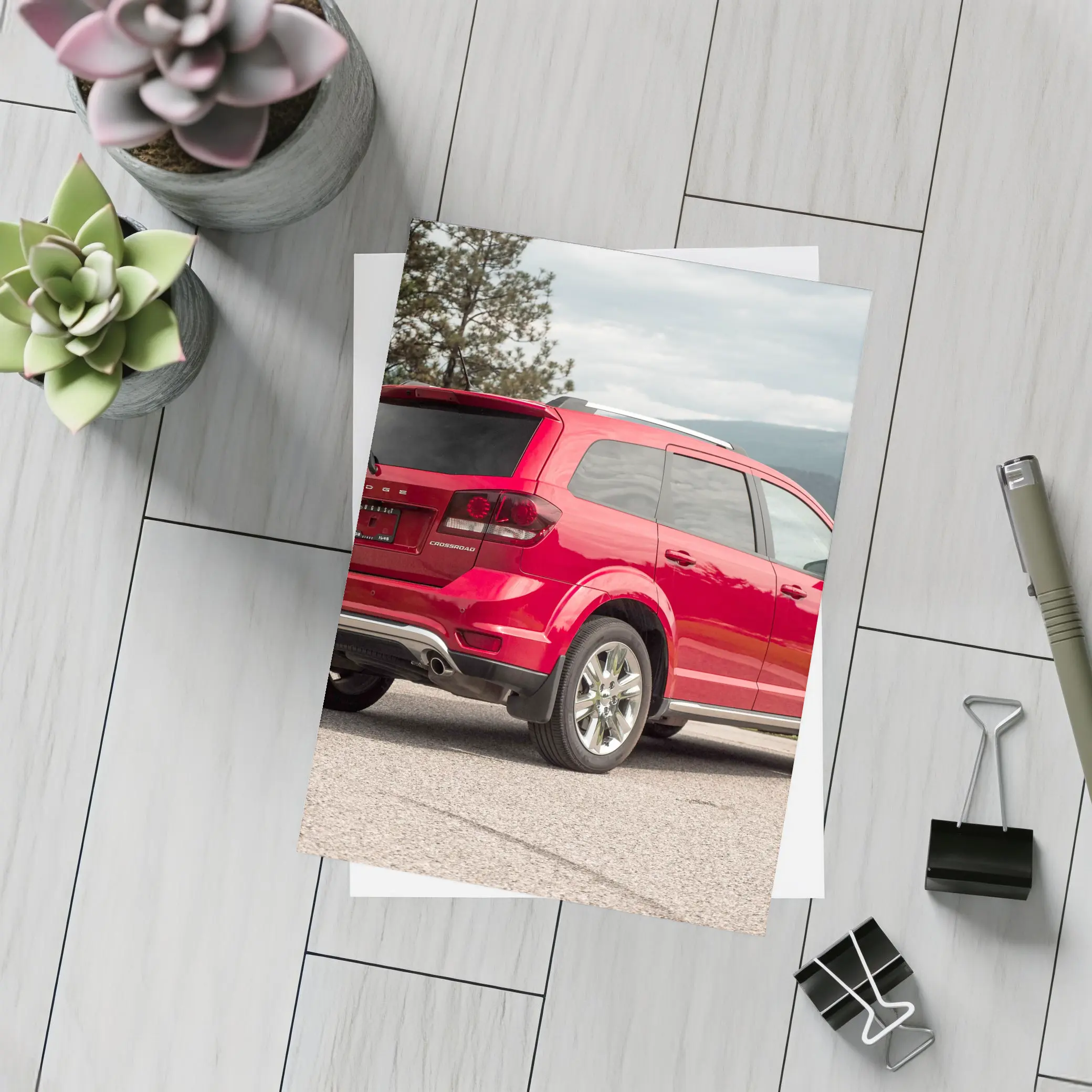 Dodge Journey Crossroad Red SUV Mountains – Postcards