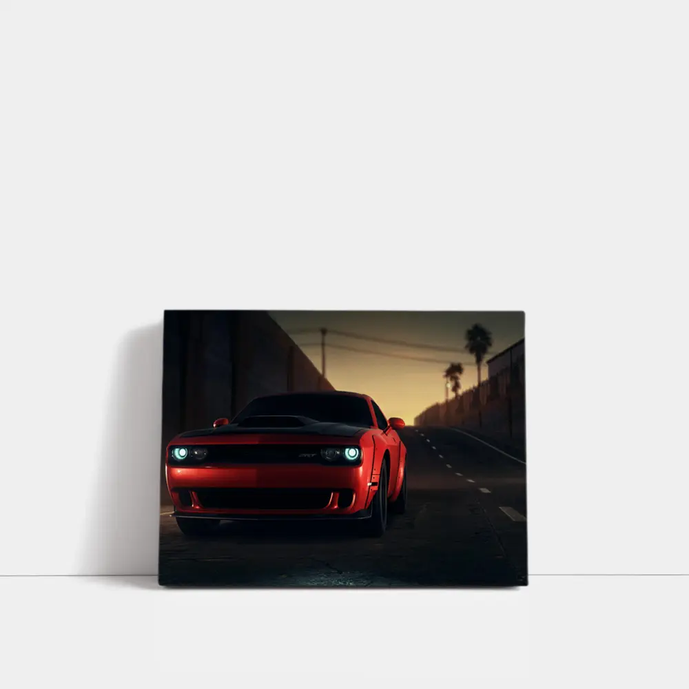 Dodge Challenger SRT Red Street Sunset – Wall Art