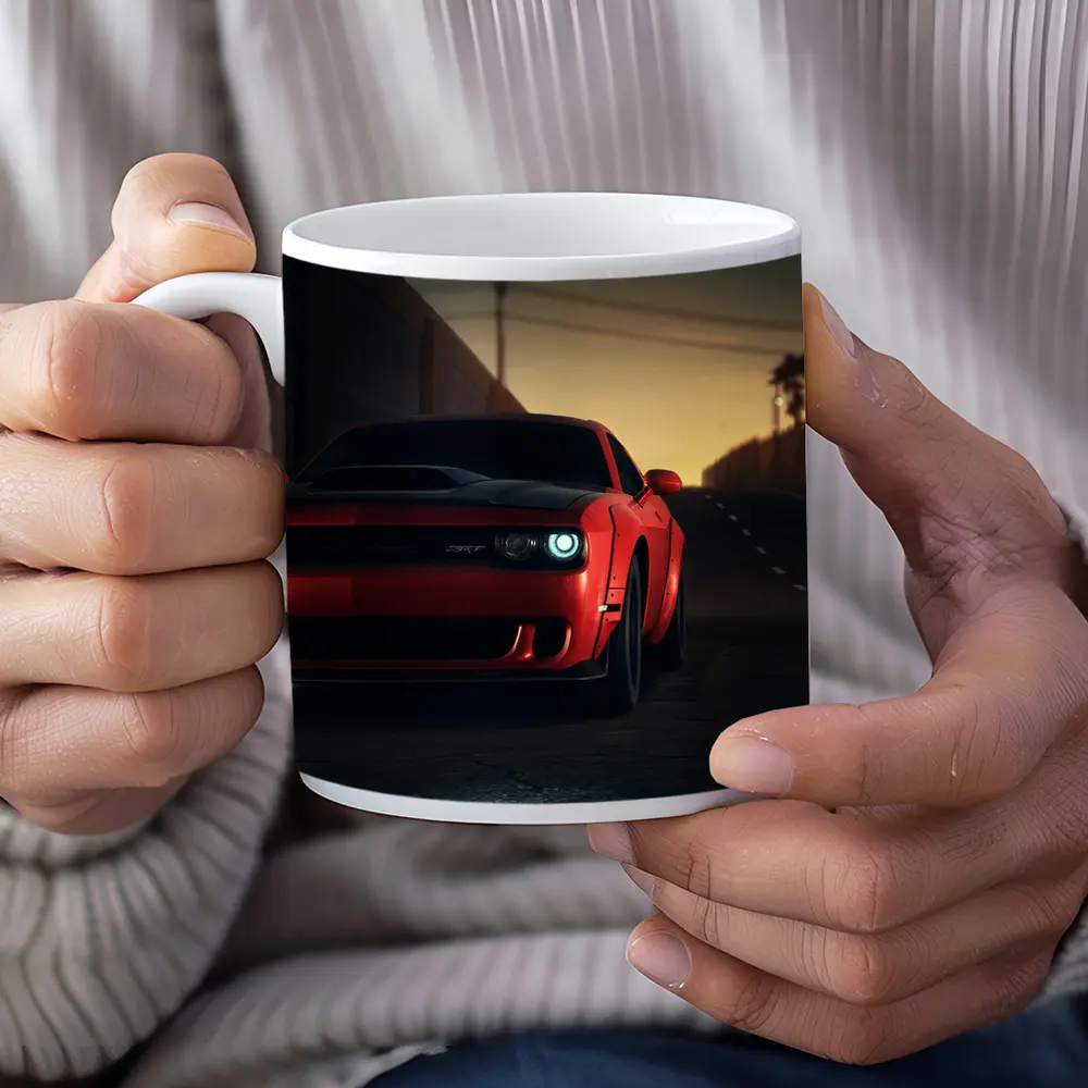 Dodge Challenger SRT Red Street Sunset – Mugs