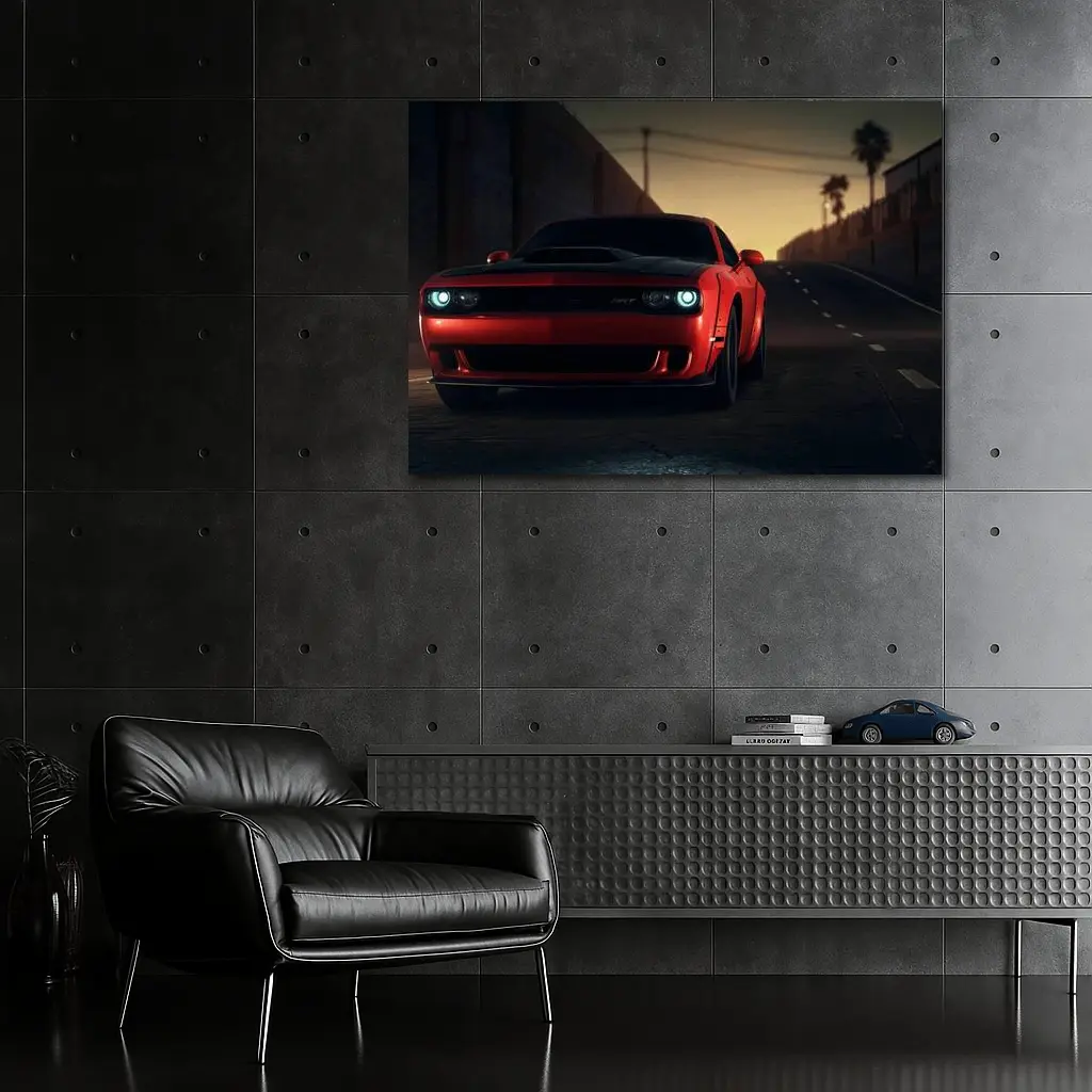 Dodge Challenger SRT Red Street Sunset – Wall Art