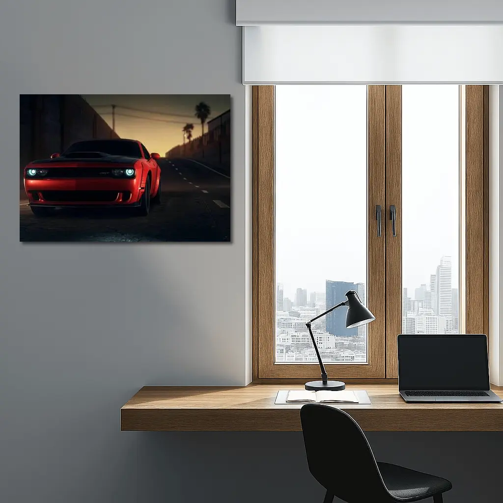 Dodge Challenger SRT Red Street Sunset – Wall Art