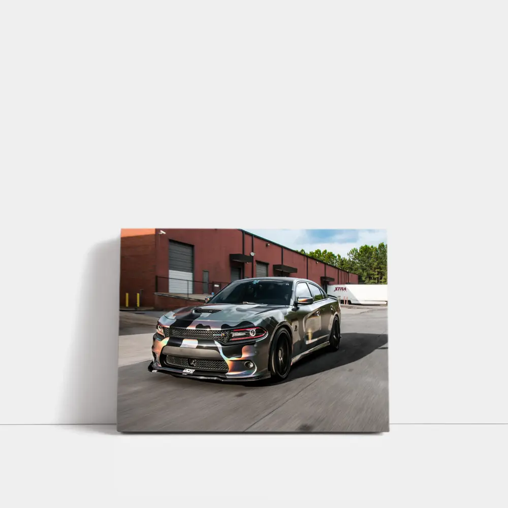 Dodge Charger Satin Camo Wrap Industrial Lot – Wall Art