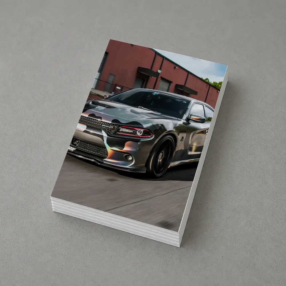 Dodge Charger Satin Camo Wrap Industrial Lot – Postcards