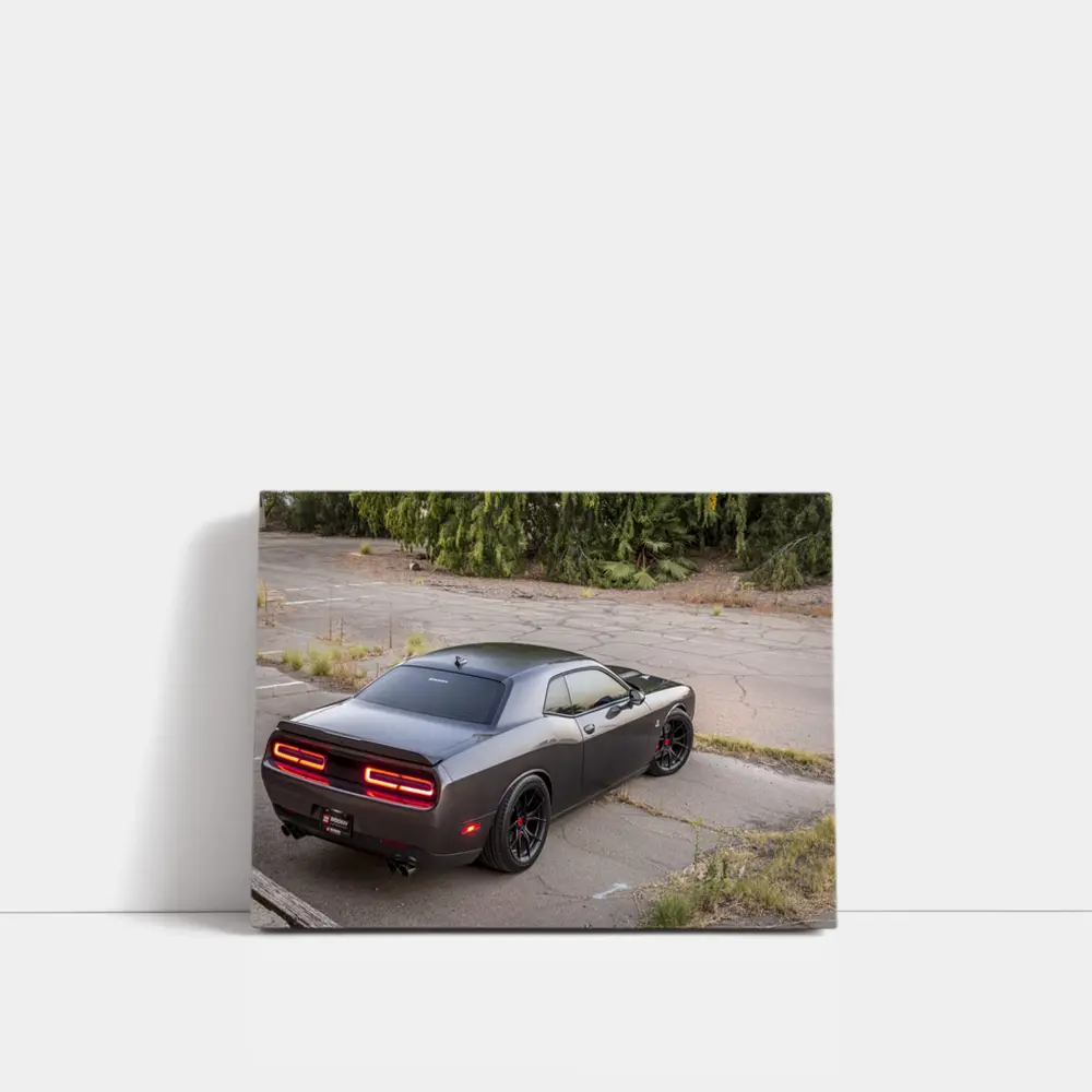 Dodge Challenger Gray Muscle Car Parking Lot – Wall Art