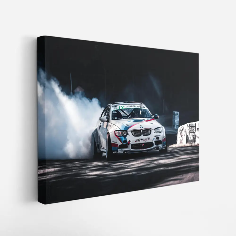 BMW M3 Drifting with Smoke Night Track – Wall Art