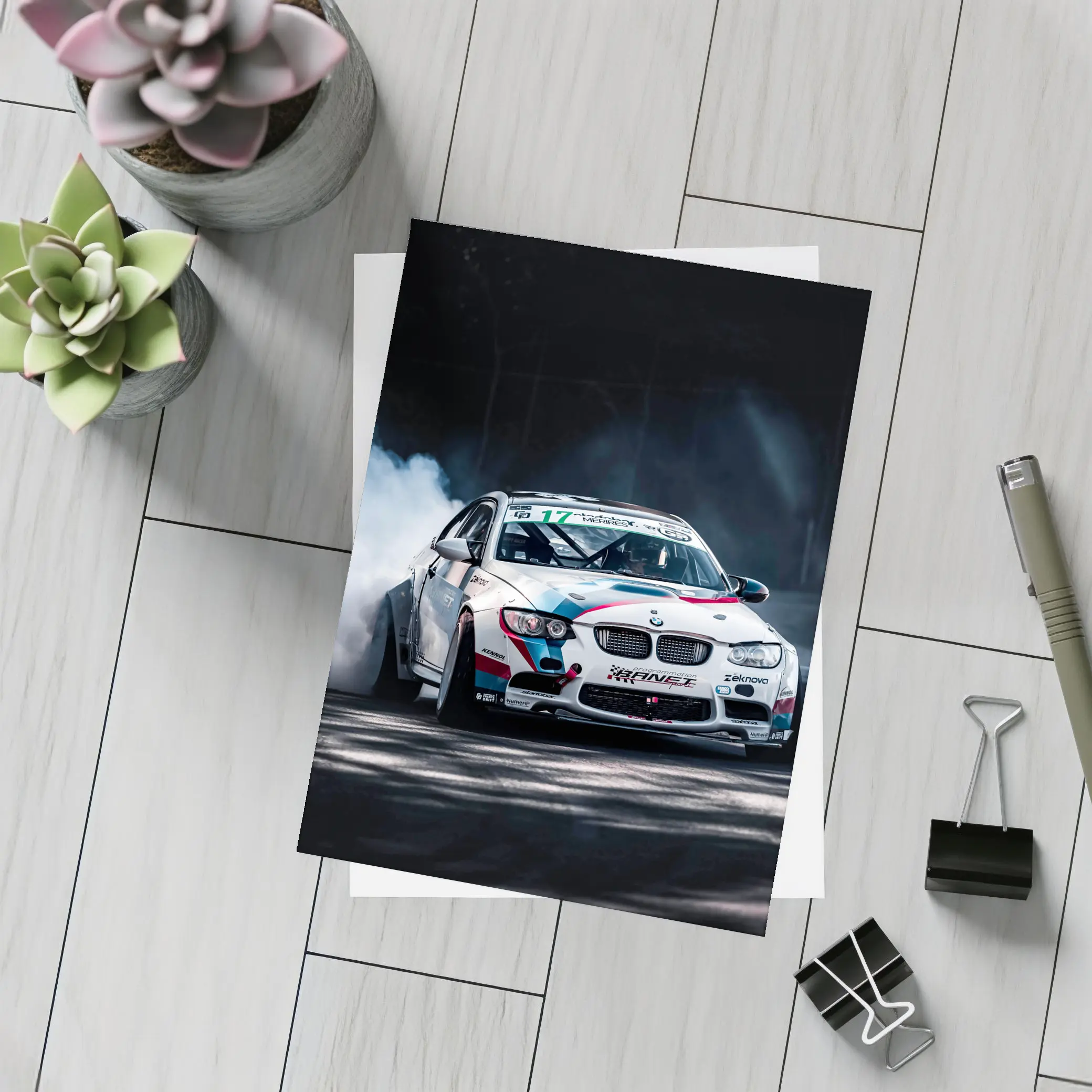 BMW M3 Drifting with Smoke Night Track – Postcards
