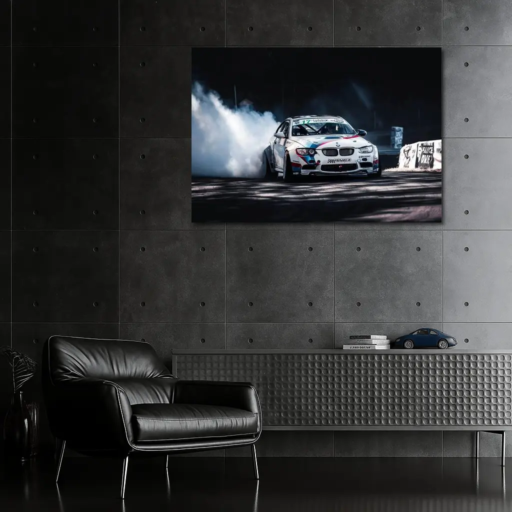 BMW M3 Drifting with Smoke Night Track – Wall Art