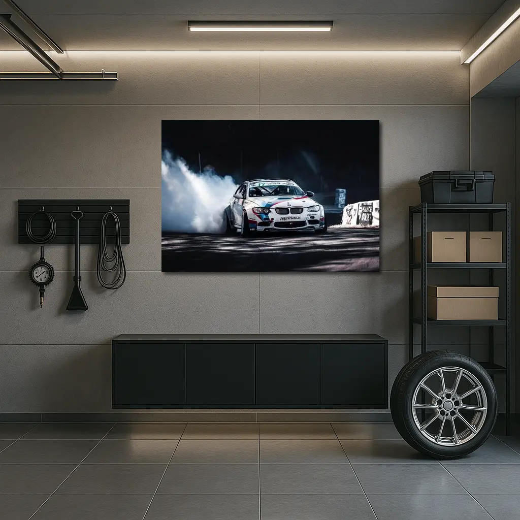 BMW M3 Drifting with Smoke Night Track – Wall Art