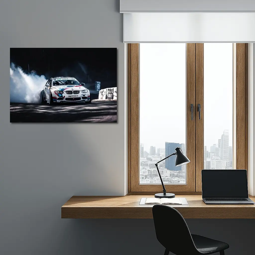 BMW M3 Drifting with Smoke Night Track – Wall Art
