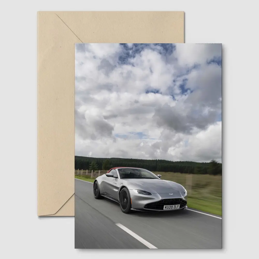 Aston Martin Vantage Roadster Silver Country Road – Postcards