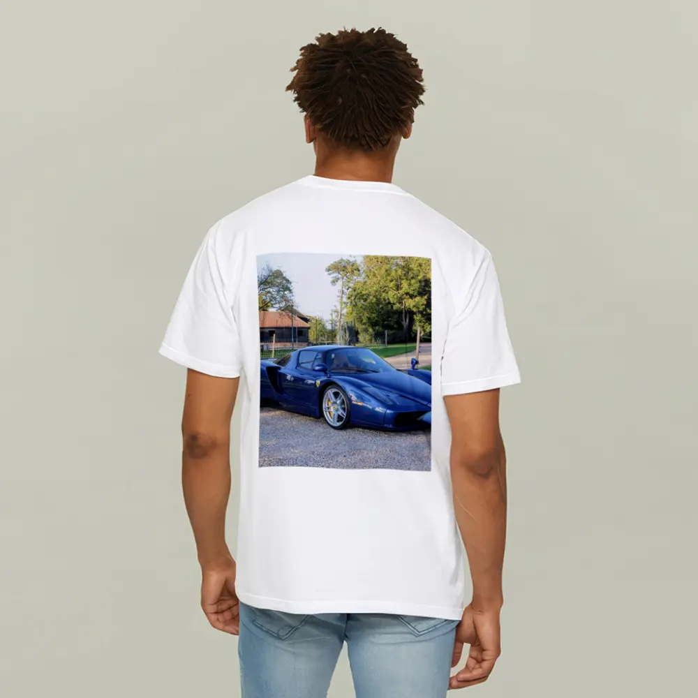 Ferrari Enzo Blue Supercar Countryside Setting – T-Shirts