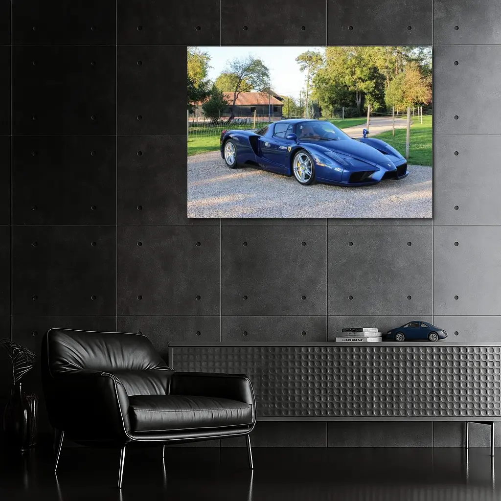 Ferrari Enzo Blue Supercar Countryside Setting – Wall Art