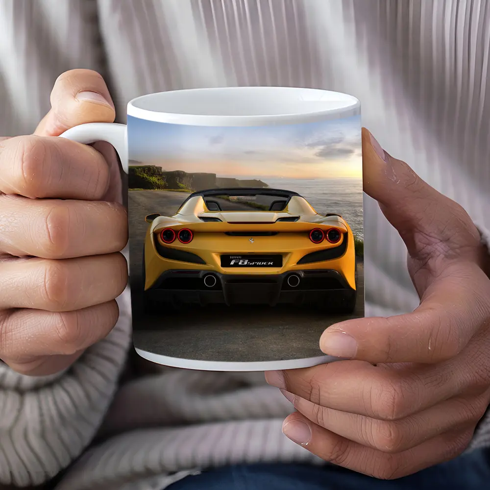Ferrari F8 Spider Yellow Coastal Road – Mugs