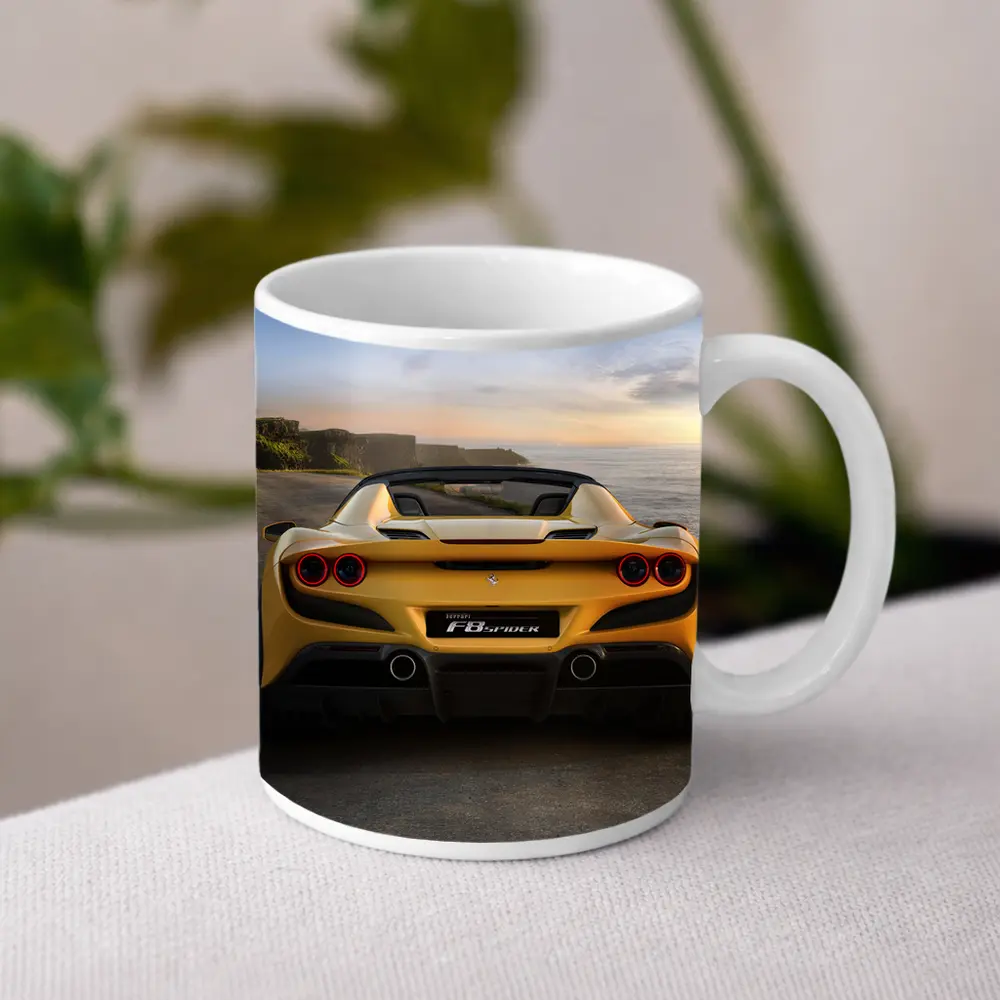 Ferrari F8 Spider Yellow Coastal Road – Mugs