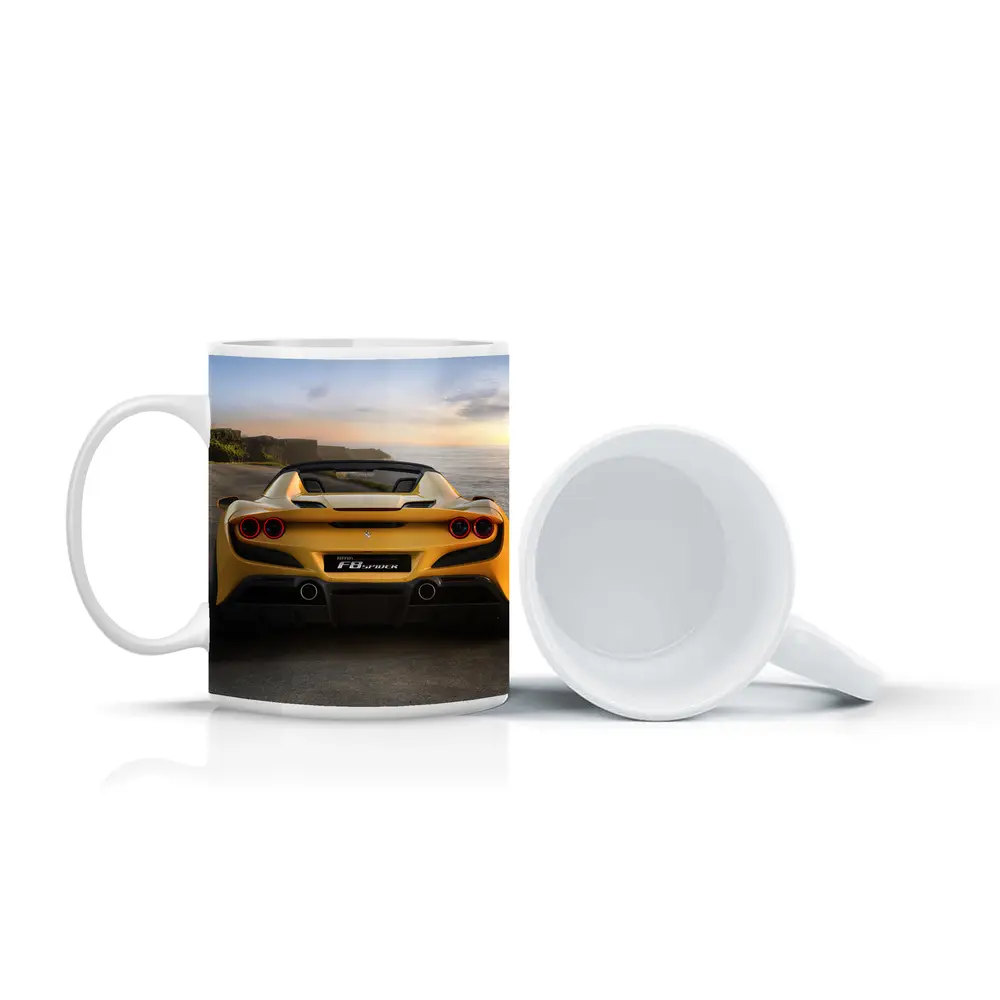 Ferrari F8 Spider Yellow Coastal Road – Mugs