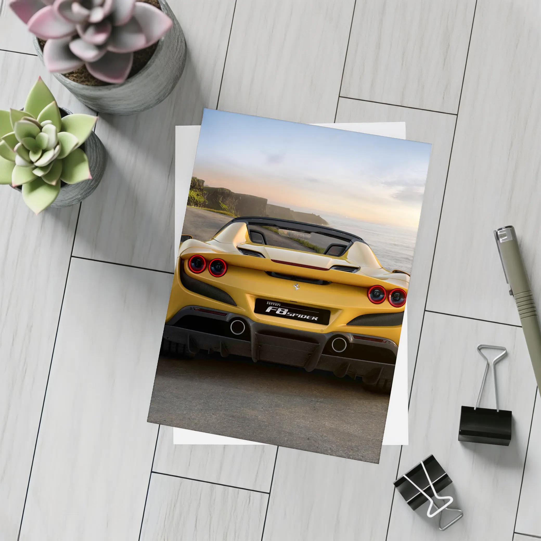 Ferrari F8 Spider Yellow Coastal Road – Postcards