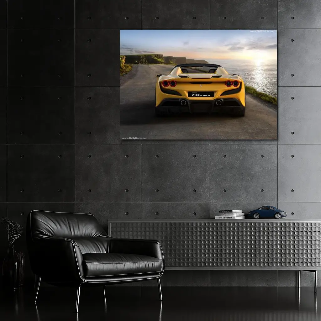 Ferrari F8 Spider Yellow Coastal Road – Wall Art