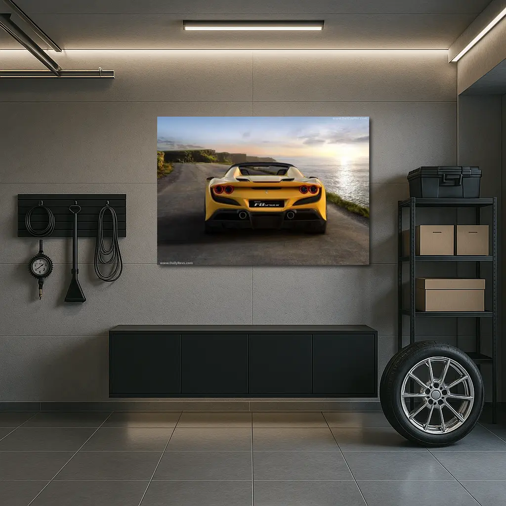 Ferrari F8 Spider Yellow Coastal Road – Wall Art